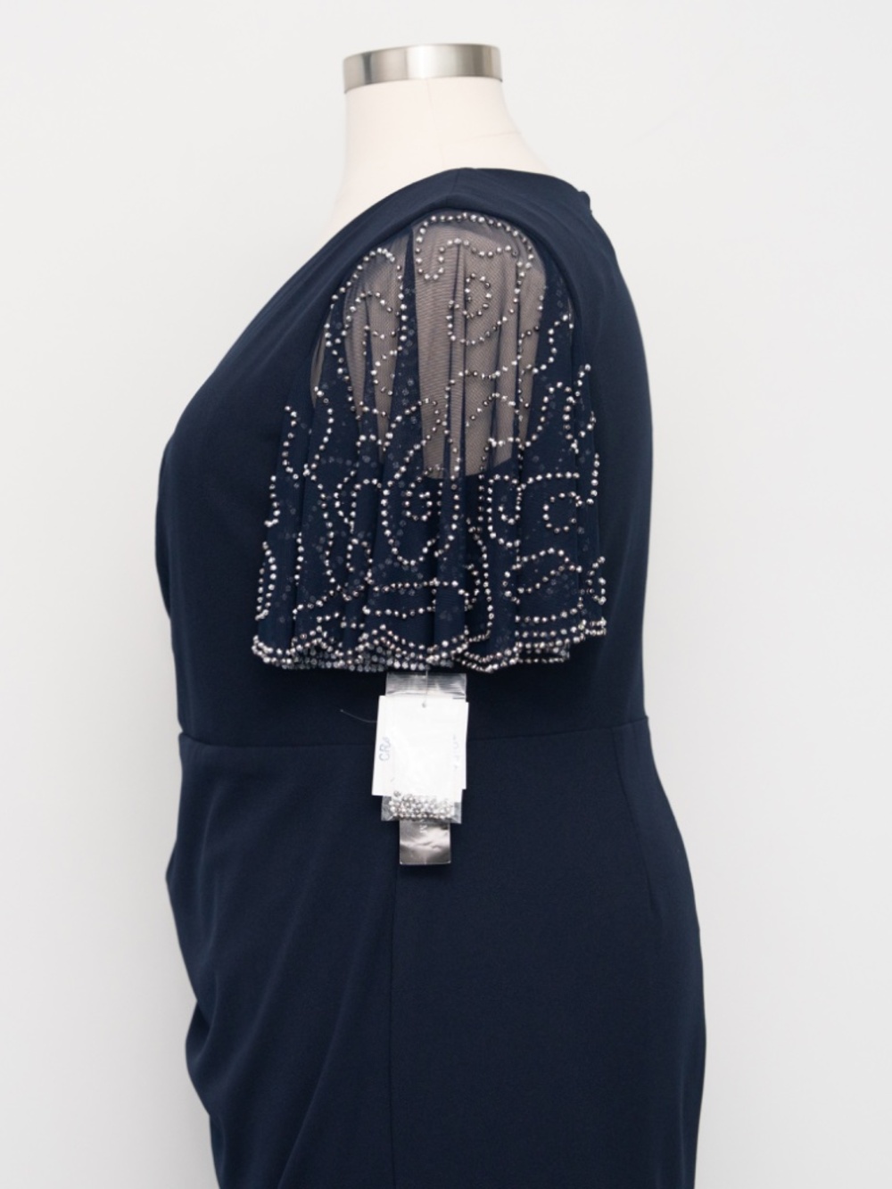 Betsy & Adam - Beaded Sleeve Draped Dress - Picture 12 of 14